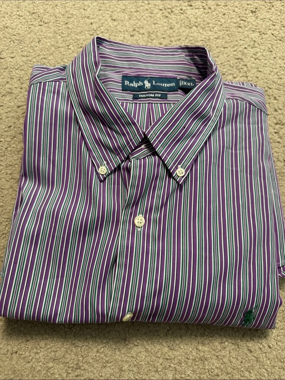 Polo by Ralph Lauren Purple and Green Striped Button-Down Shirt